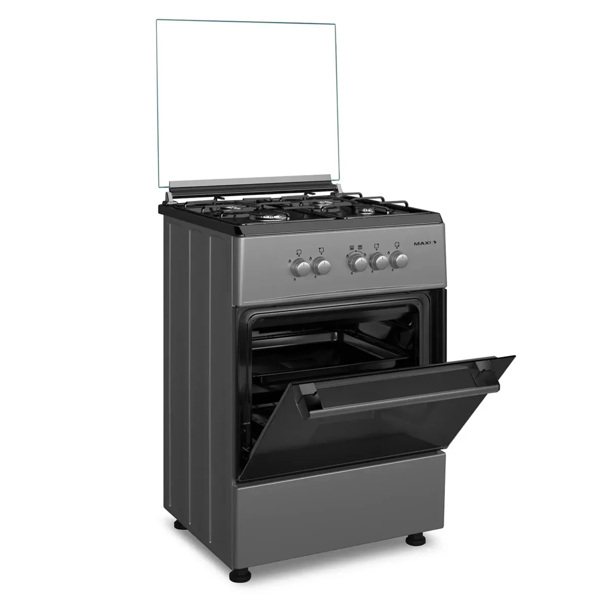 Maxi Gas Cooker 60x60CM 4 Burners Black & Grey (BASIC) - Image 3