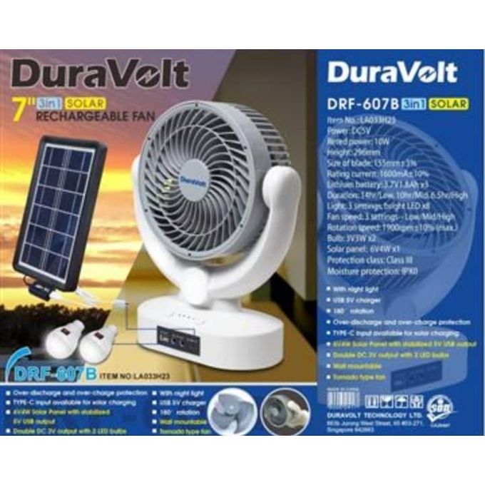1 (3) Duravolt Rechargeable Table Fan – 7 Inch - Image 1